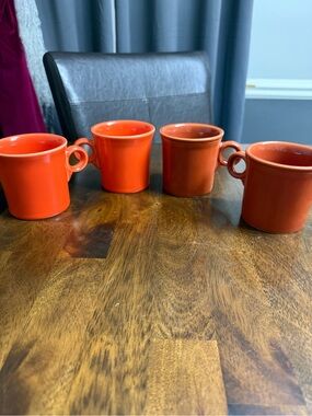 Orange and dark orange Ceramic Coffee Mugs - Set of 4 Fiesta